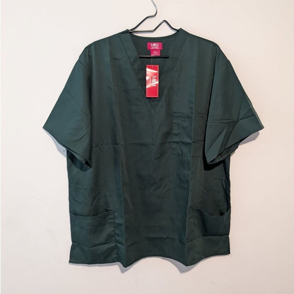 M&M Scrubs Dark Green Men's Scrubs Shirt Size 2X